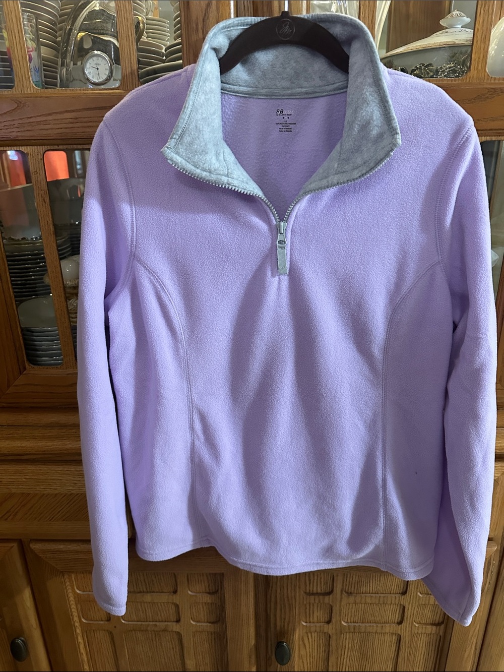 Women's Lavender Quarter-Zip Fleece Pullover with Contrast Collar